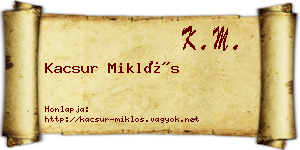 Kacsur Miklós névjegykártya